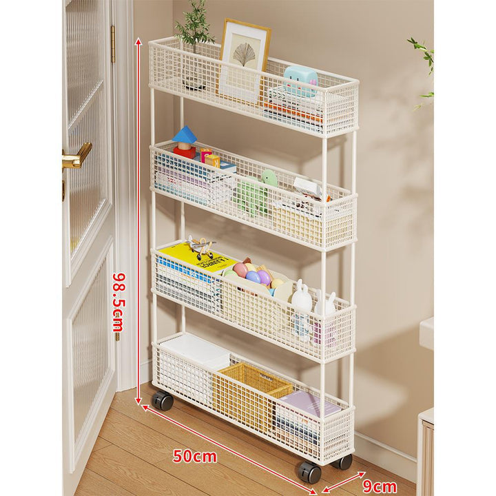 Slim Vertical Mesh Basket Organizer Rack for Narrow Spaces