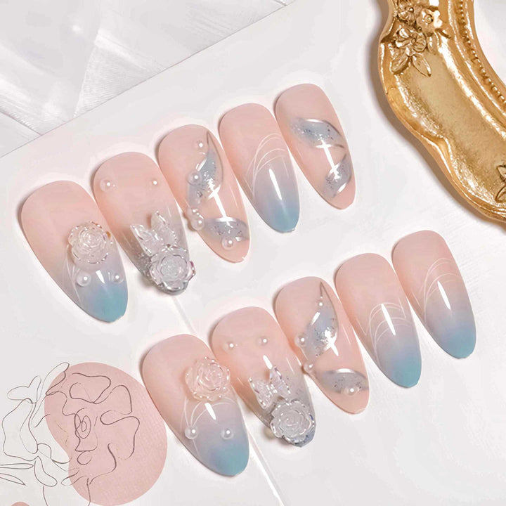 Premium 3D Floral Design Press-On Nails Stornfield
