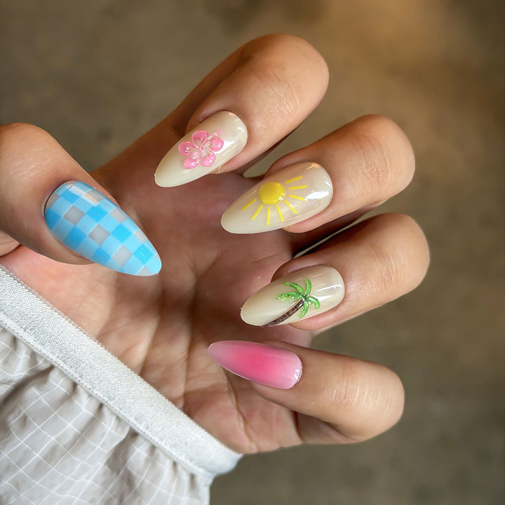 Tropical-Themed Press-On Nail Art Collection Stornfield