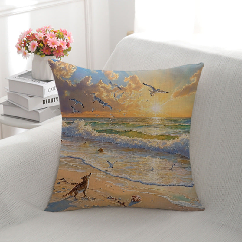 Coastal Scene Decorative Pillow