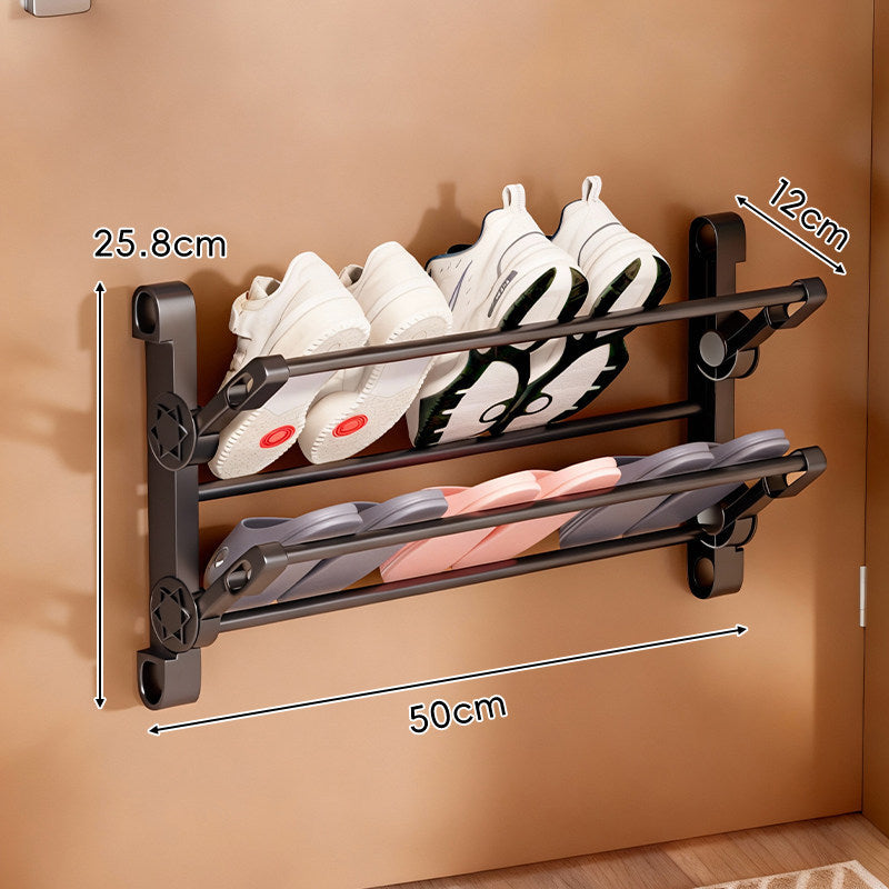 Over-Door Adjustable Two-Tier Angled Shoe Organizer Rack