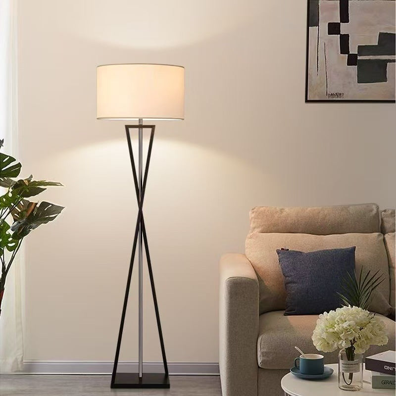 Modern Geometric Floor Lamp with Elegant Fabric Shade