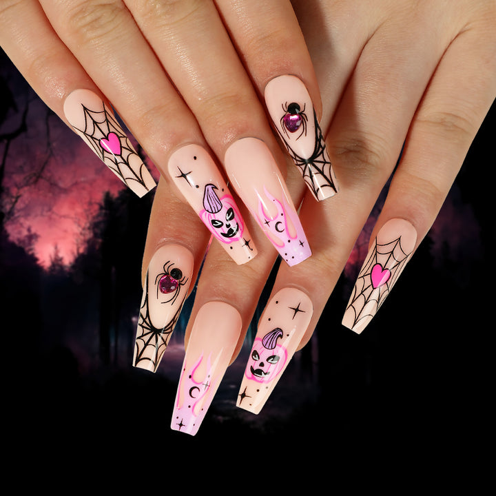 Creative Nail Art with Spider Web and Halloween Design Stornfield
