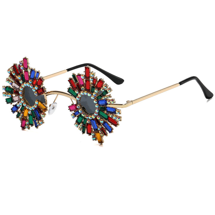 Ladies extravagant designer sunglasses with colorful crystal decoration Stornfield