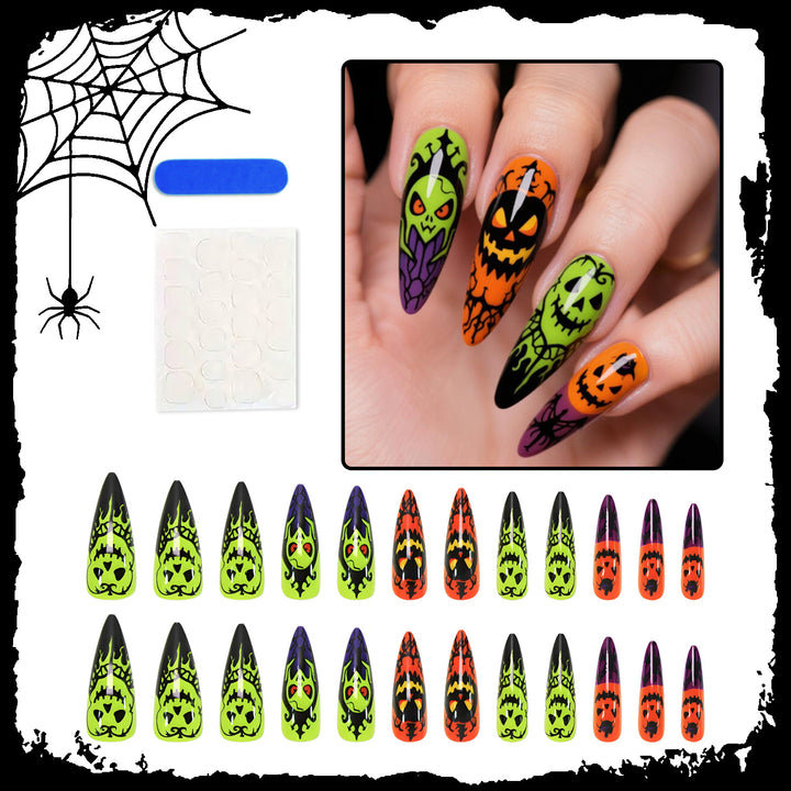 Halloween Fake Nail Set with Creepy Design and Creative Motifs Stornfield