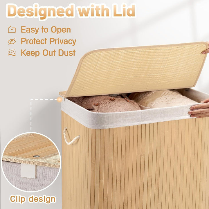 Large laundry basket with two compartments and removable lid Stornfield