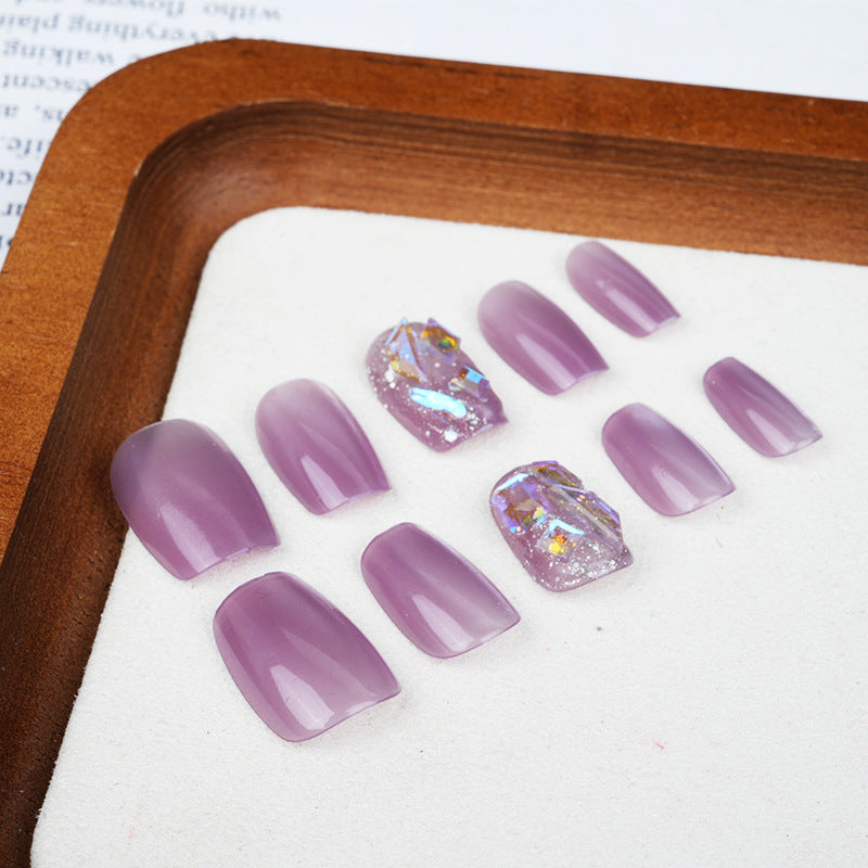 Premium Press-On Nail Set with Glossy and Glitter Accents Stornfield