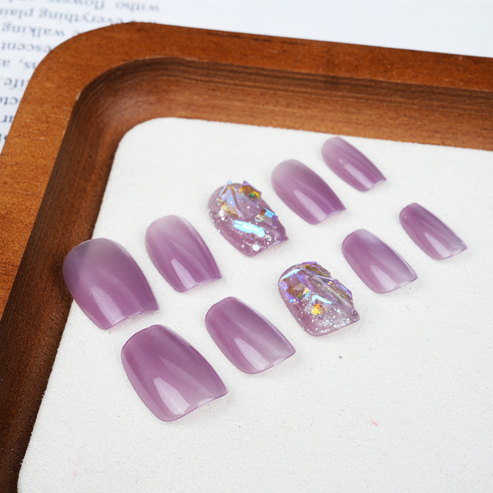 Premium Press-On Nail Set with Glossy and Glitter Accents Stornfield
