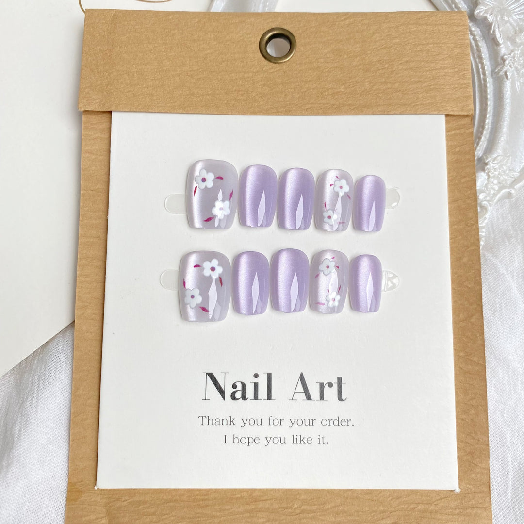 Floral-Themed Custom Press-On Nail Set