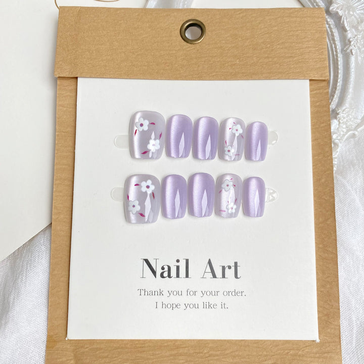 Floral-Themed Custom Press-On Nail Set