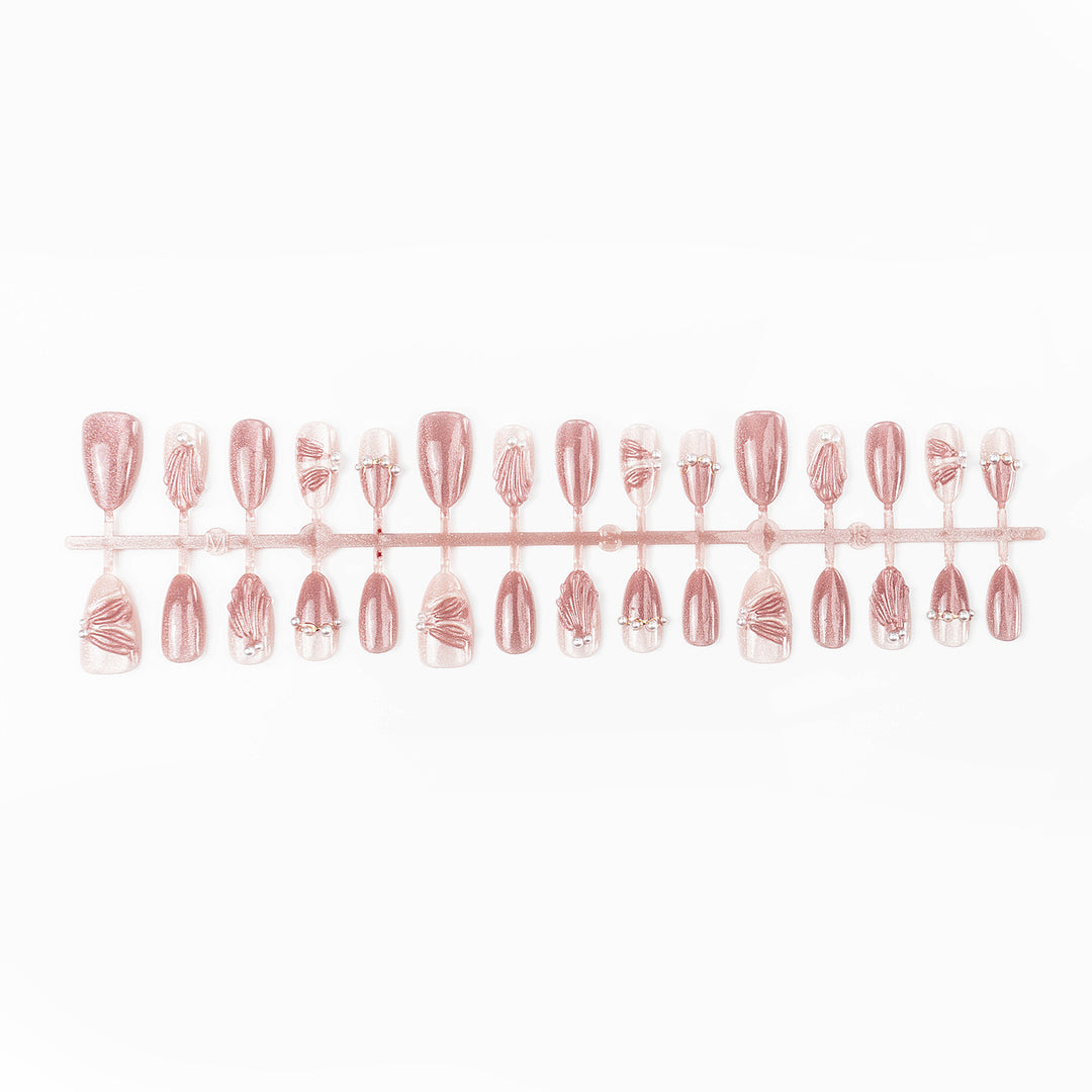 Elegant Detailed Press-On Nail Set with Stylish Accents Stornfield