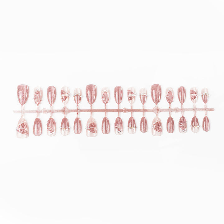 Elegant Detailed Press-On Nail Set with Stylish Accents Stornfield