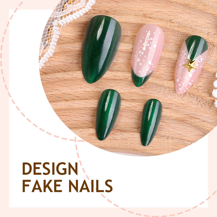 Artificial nail set with festive Christmas design and glitter accents Stornfield