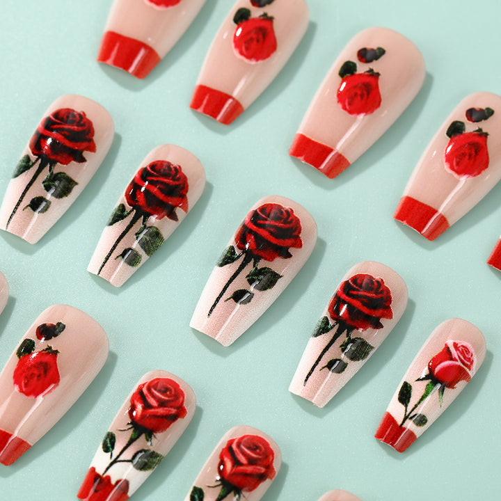 Artificial nails with romantic rose design Stornfield