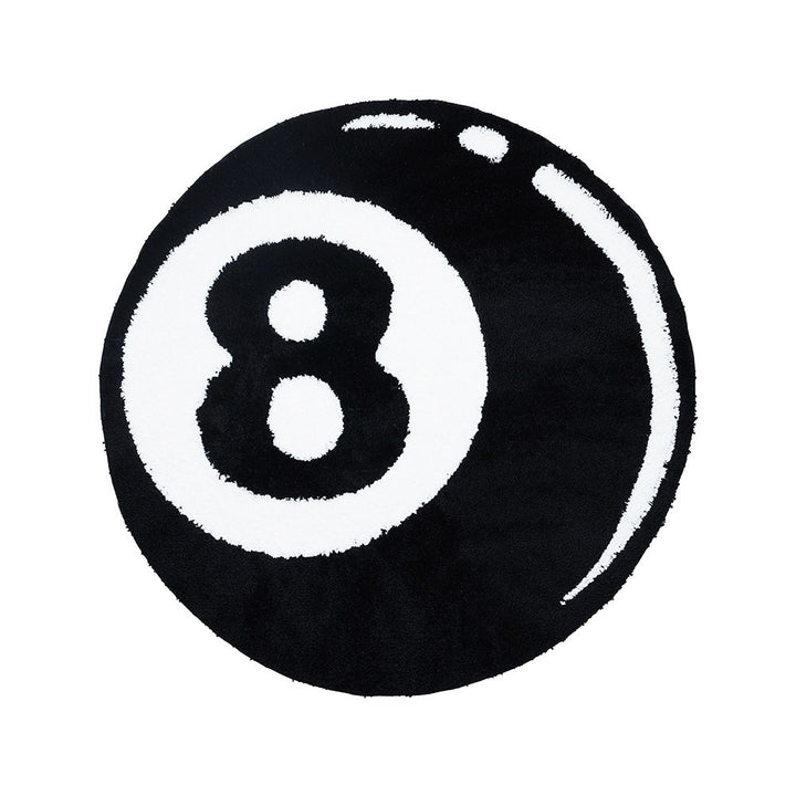 Round Plush Non-Slip Eight-Ball Themed Accent Area Rug