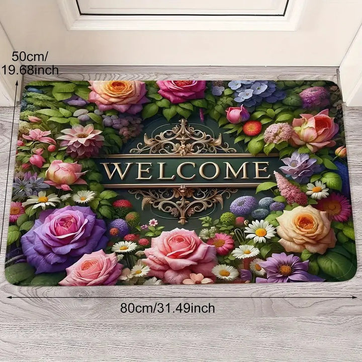 Floral Patterned Welcome Mat Stornfield