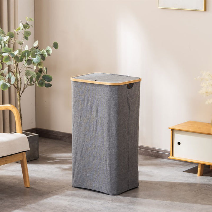 Laundry basket with removable lid and bamboo frame Stornfield