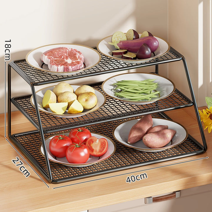 Four-Tier Mesh Kitchen Countertop Organizer Rack