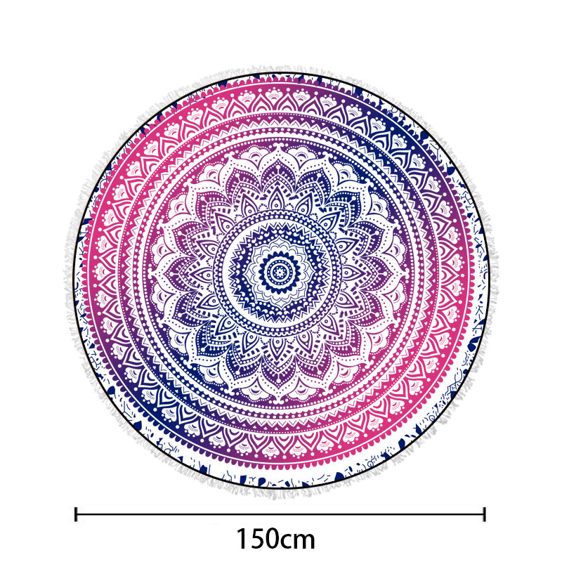 Round beach towel with artistic lotus design Stornfield