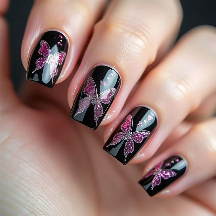 Artificial nails with glamorous butterfly design Stornfield
