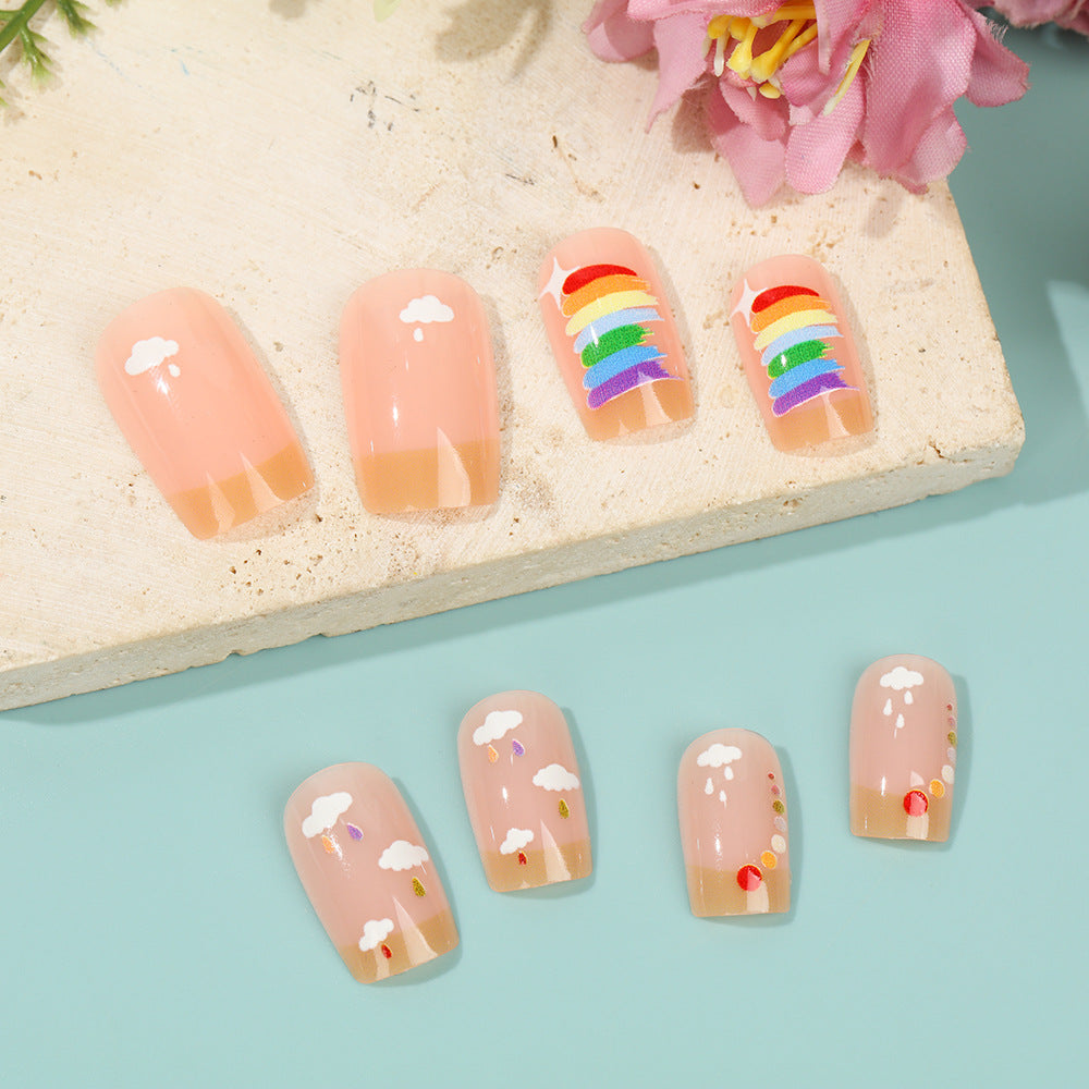 Creative Nail Art Set with Rainbow and Cloud Designs Stornfield