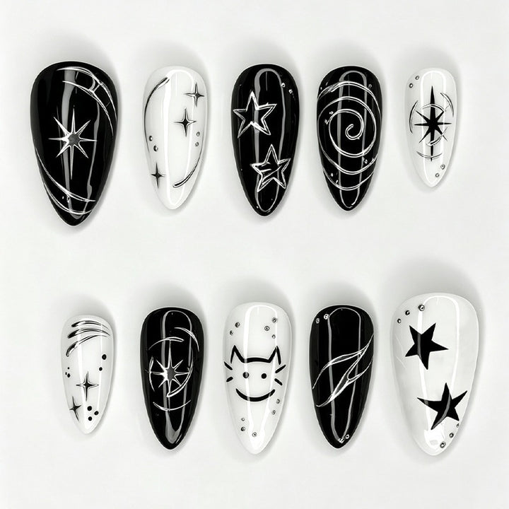 Nail art set with creative star motifs and sparkling accents Stornfield