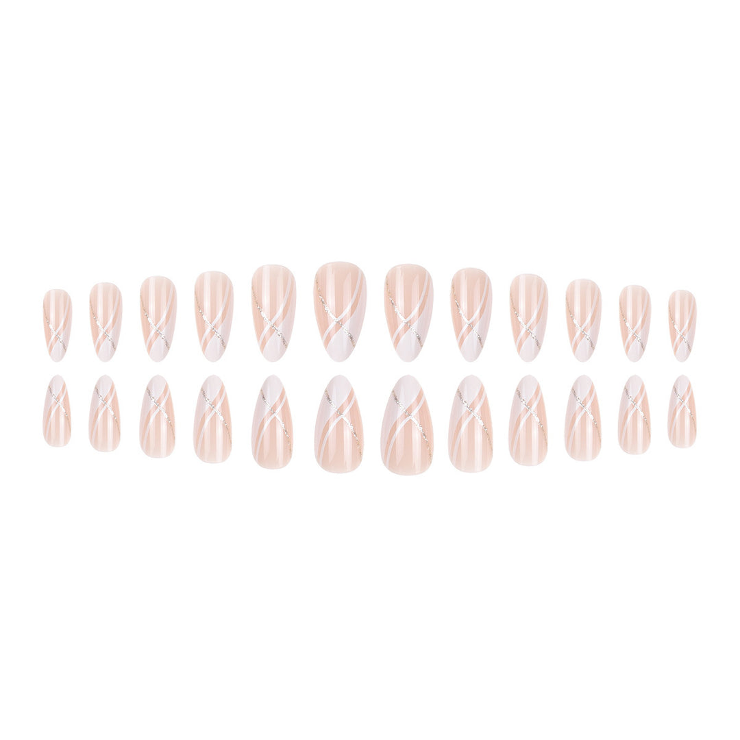 Elegant Stiletto Press-On Nails with Gold Accent Design Stornfield