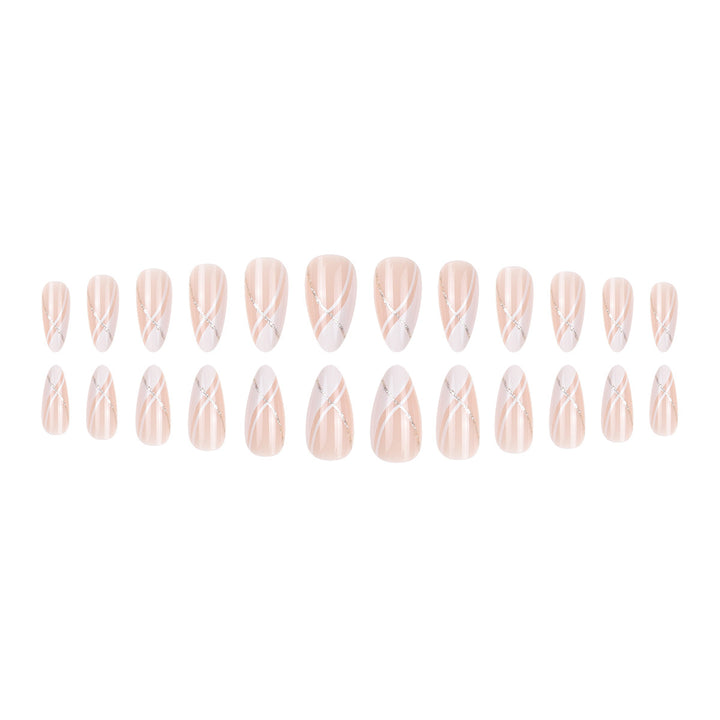 Elegant Stiletto Press-On Nails with Gold Accent Design Stornfield