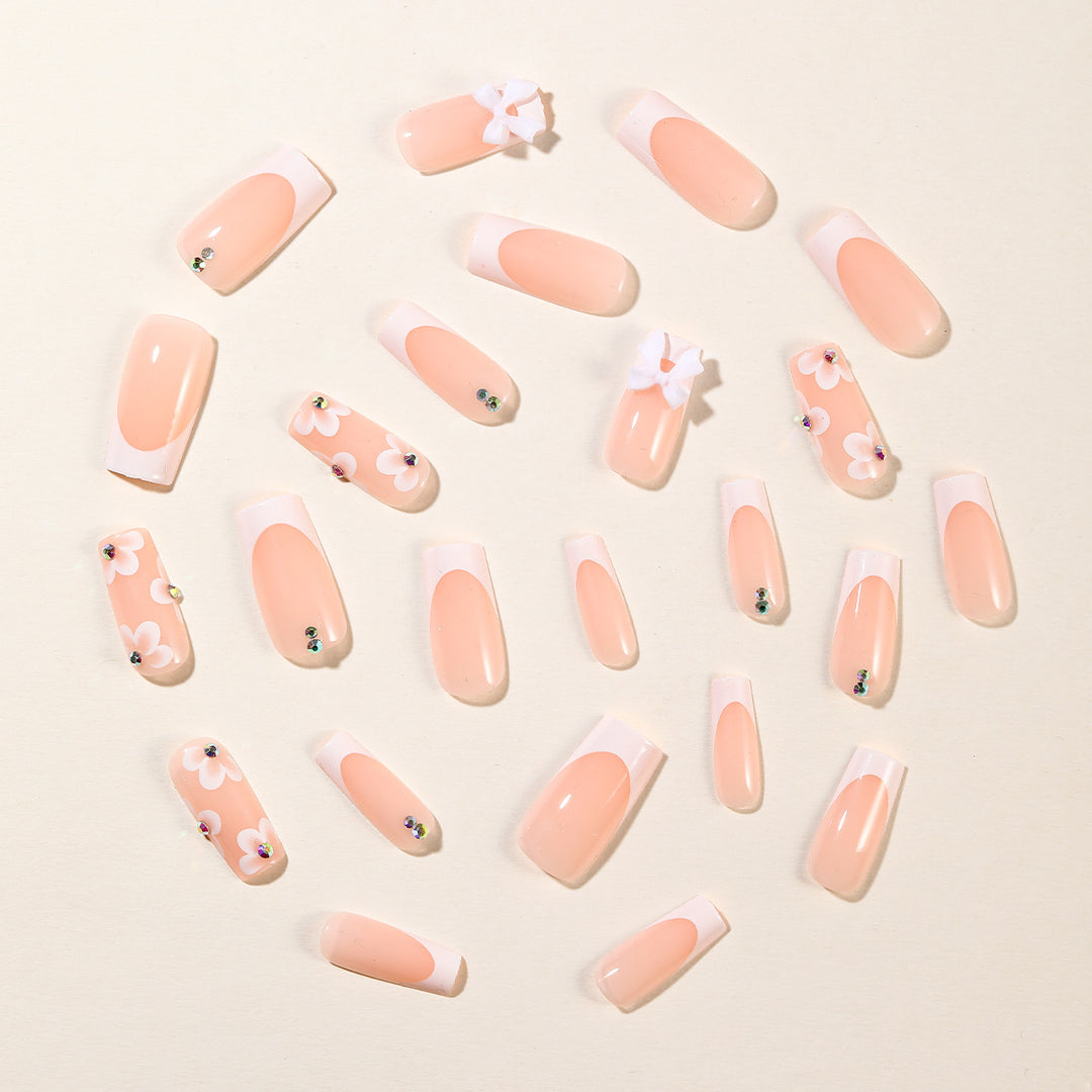 Floral Embellished Acrylic Nail Extensions Stornfield