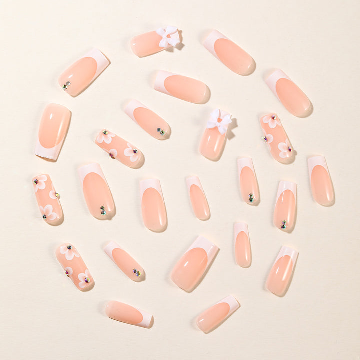 Floral Embellished Acrylic Nail Extensions Stornfield