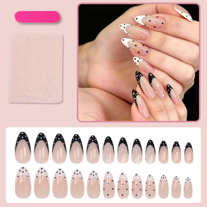 Artificial nail set with elegant dot and tip design Stornfield