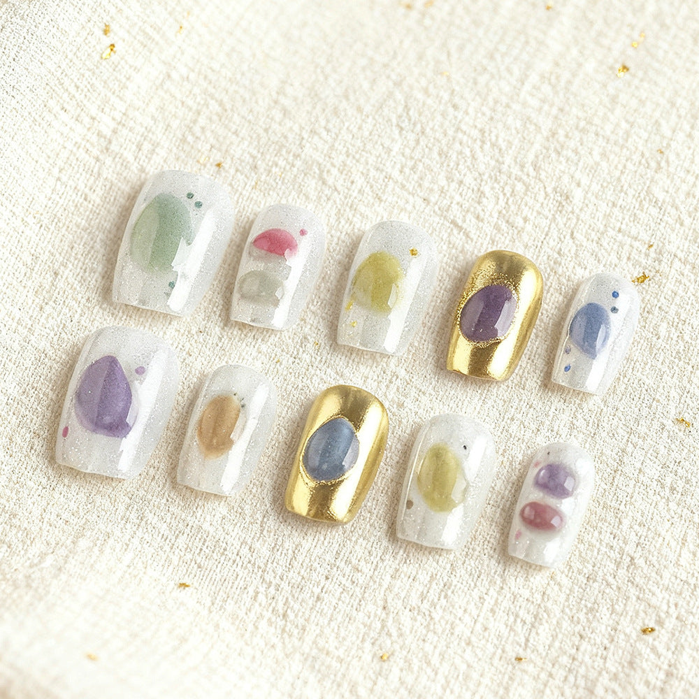 Artistic Stone-Inspired Press-On Nails Stornfield