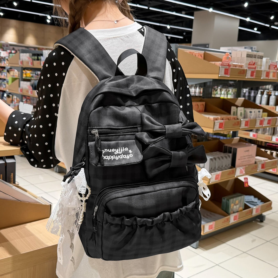 Bow-Embellished Casual Backpack Stornfield