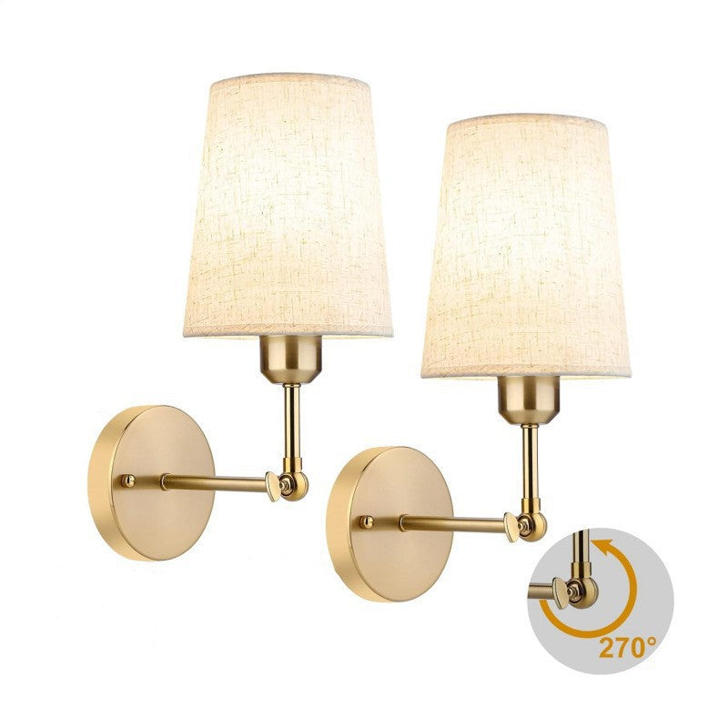 Adjustable Fabric Two-Arm Wall Light Fixture
