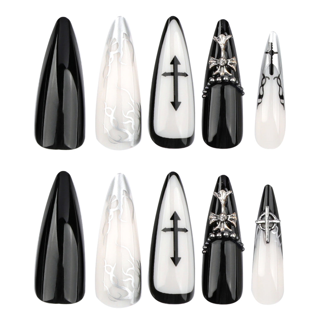 Artistic stiletto nails with unique 3D details and elegant accents Stornfield
