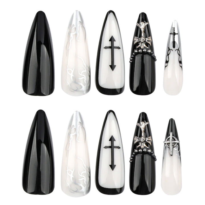 Artistic stiletto nails with unique 3D details and elegant accents Stornfield