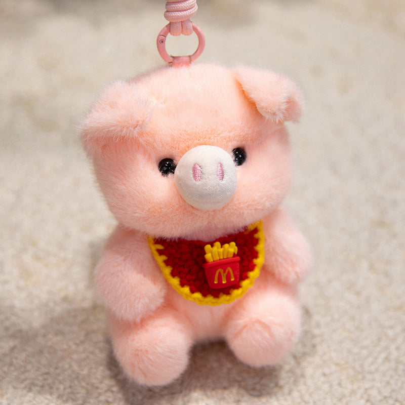 Plush Penguin Decorative Bag Charm with Crochet Bib and Spring-Loop Clip Stornfield