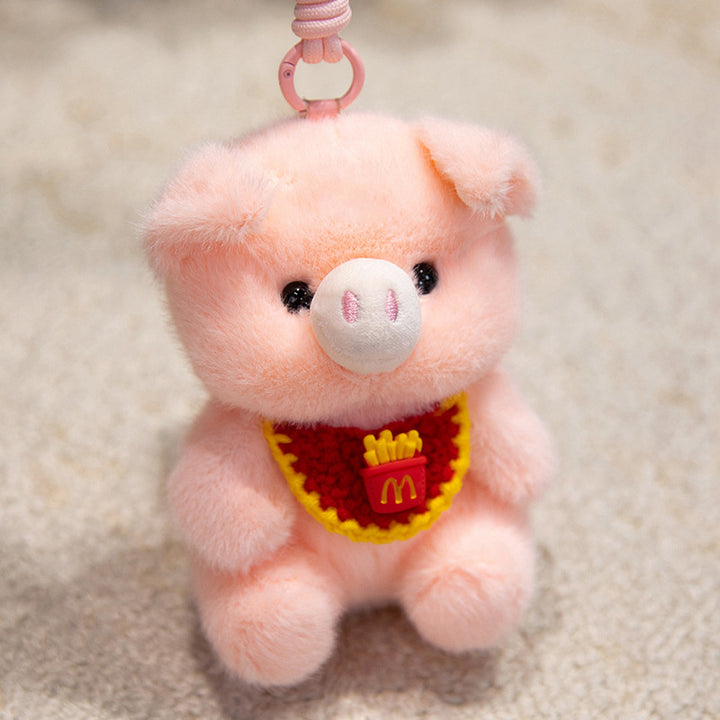 Plush Penguin Decorative Bag Charm with Crochet Bib and Spring-Loop Clip Stornfield