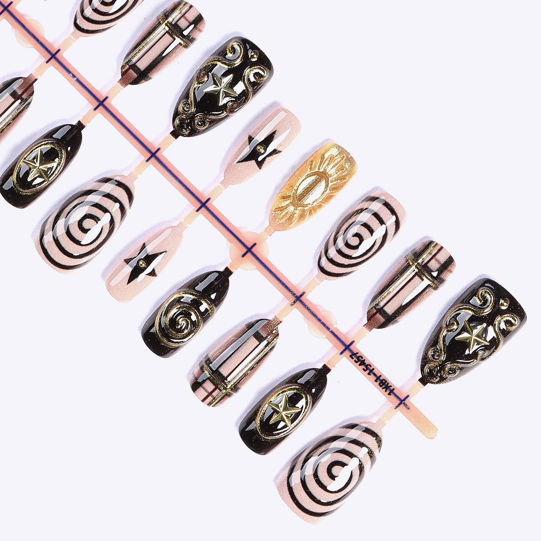 Artificial nail set with glamorous 3D decorations and stylish accents Stornfield