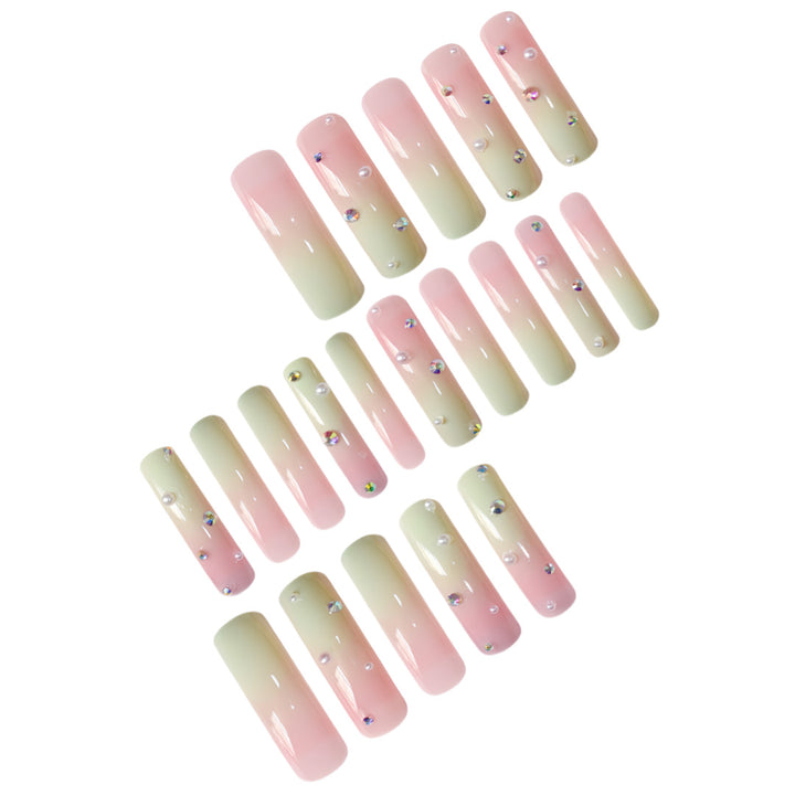 Decorative Long Press-On Nails with Gem Accents Stornfield