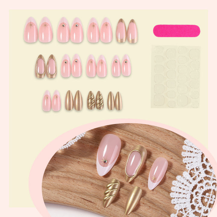 Decorative Press-On Nail Art Set with Premium Gold Accents Stornfield
