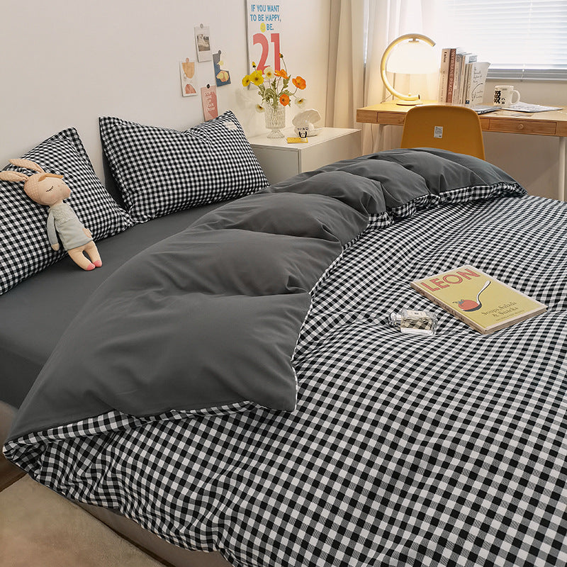 Stylish Checkerboard Pattern Bedding Set