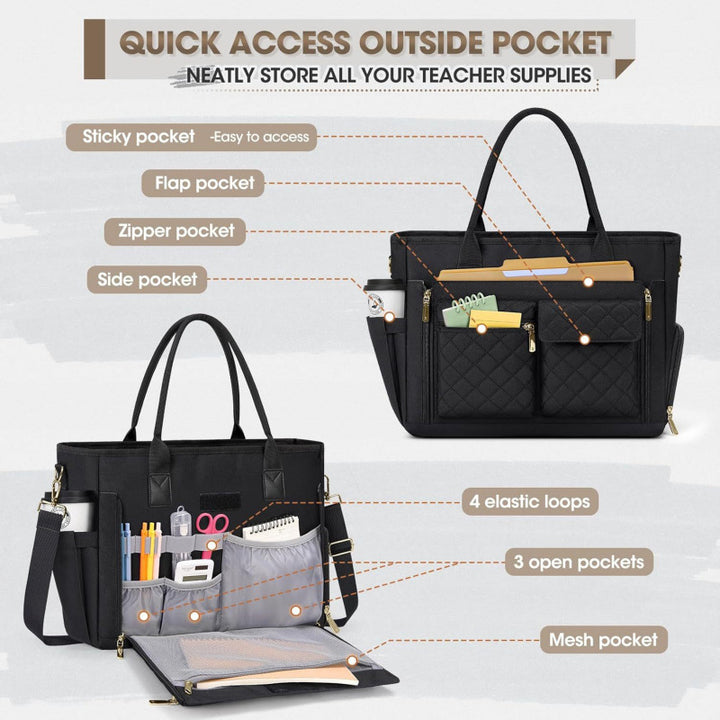Multifunctional tote bag with structured interior layout and removable compartments Stornfield