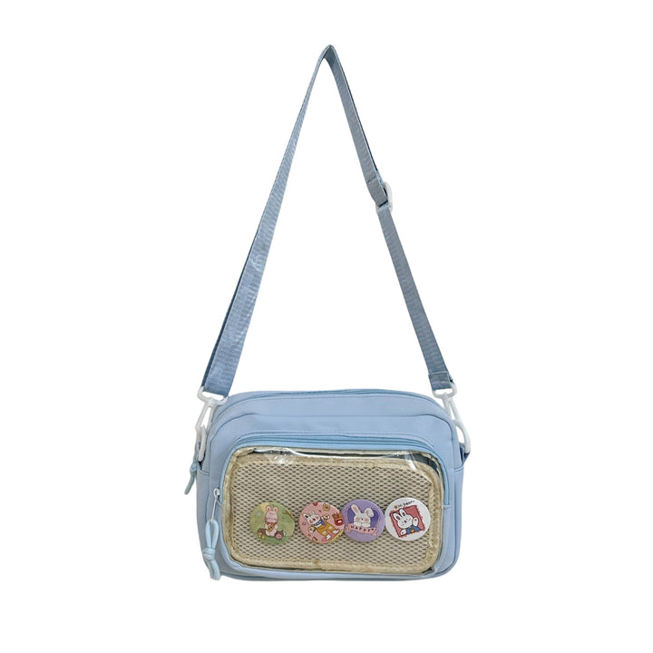 Shoulder bag with transparent viewing pocket and playful graphic design Stornfield