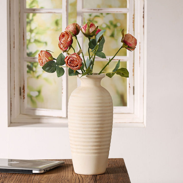 Handcrafted ceramic vase with ribbed structure Stornfield