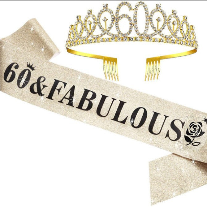 Women's Glittering Birthday Tiara Set with Sash Stornfield