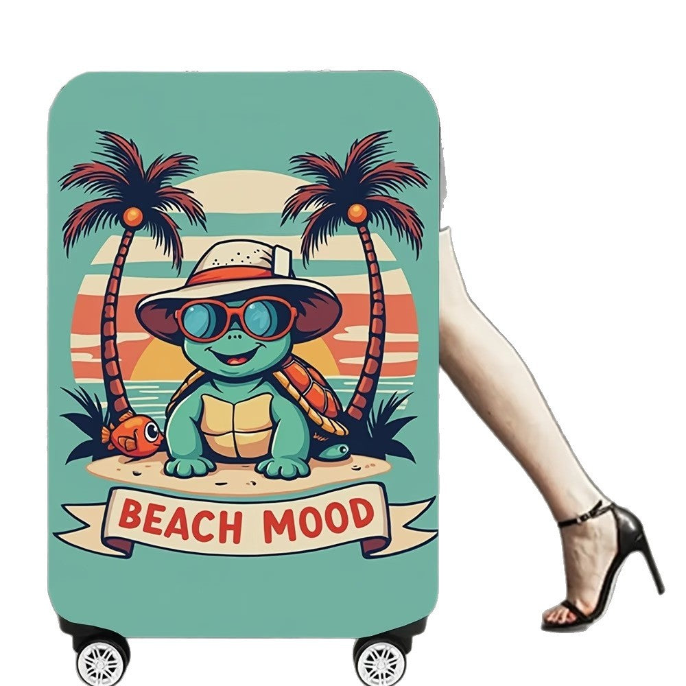 Unisex non-elastic suitcase cover with beach turtle motif, stretchy zipper protection for trolley Stornfield