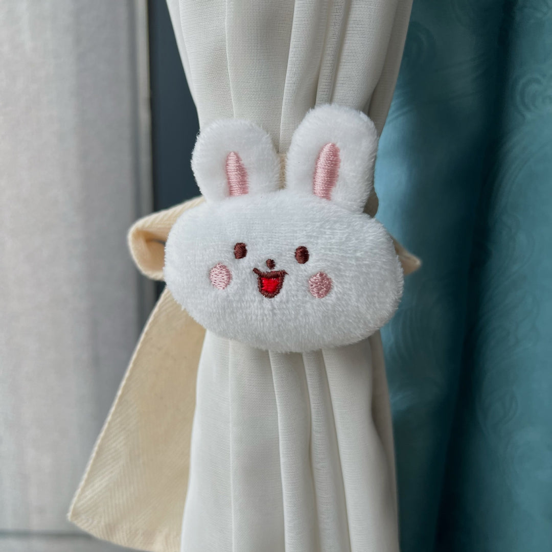 Plush Bear Curtain Tieback with Elastic Loop and Soft Teddy Face