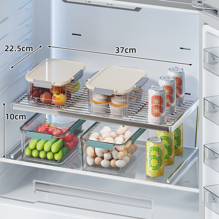 Two-Tier Adjustable Refrigerator Shelf Riser and Fridge Organizer