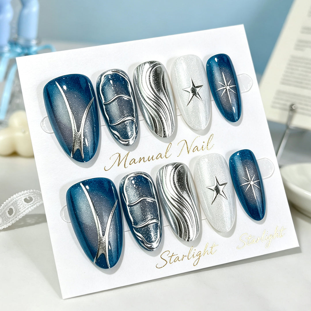 Artistic Gel Press-On Nail Design